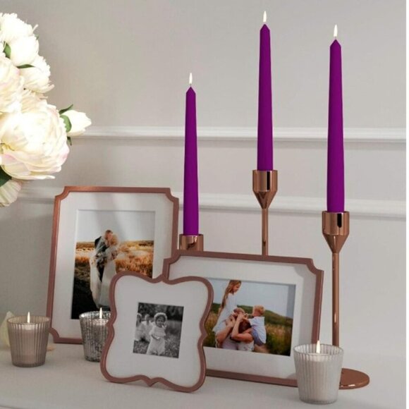10 Dinner Taper Candles 10 Inch Unscented Tall Dripless Candlesticks, Purple - Picture 5 of 9